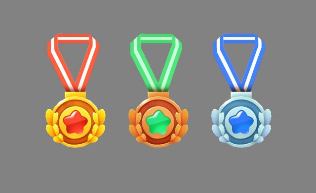 cartoon medals Model 3D .c4d .max .obj .3ds .fbx .stl .blend