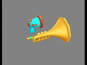 cartoon megaphone - horn trumpet 3Dモデル