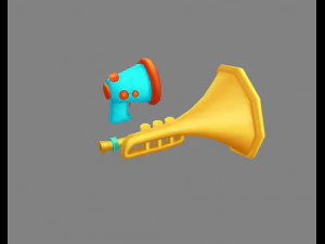 cartoon megaphone - horn trumpet 3D Model