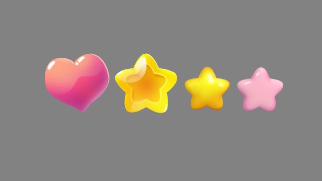 cartoon love heart - five-pointed star 3D Модель .c4d .max .obj .3ds .fbx .stl .blend 