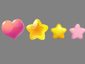 kartun cinta hati - bintang berujung lima Model 3D