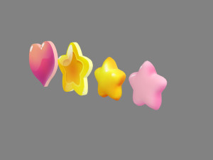 cartoon love heart - five-pointed star 3D Модель