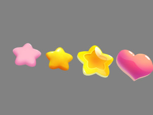 cartoon love heart - five-pointed star 3D Модель