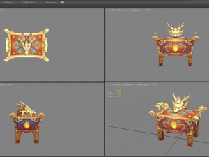 cartoon golden dragon treasure box - bronze tripod 3D Model