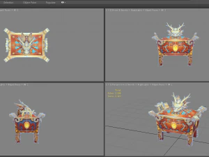 cartoon golden dragon treasure box - bronze tripod 3D Model