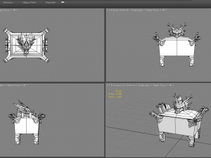 cartoon golden dragon treasure box - bronze tripod 3D Model
