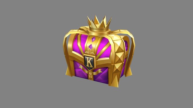cartoon crown gold treasure chest - metal treasure box Modèle 3D .c4d .max .obj .3ds .fbx .stl .blend