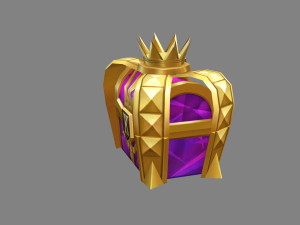 cartoon crown gold treasure chest - metal treasure box Modèle 3D