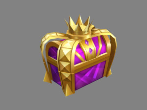 cartoon crown gold treasure chest - metal treasure box Modèle 3D