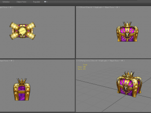 cartoon crown gold treasure chest - metal treasure box Modèle 3D