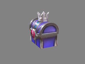cartoon crown silver treasure chest - metal treasure box Model 3D