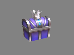 cartoon crown silver treasure chest - metal treasure box Model 3D