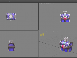 cartoon crown silver treasure chest - metal treasure box Model 3D