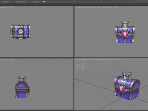 cartoon crown silver treasure chest - metal treasure box Model 3D