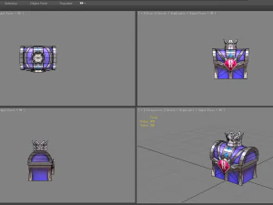 cartoon crown silver treasure chest - metal treasure box 3D Model