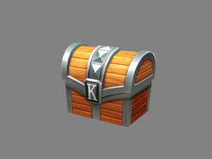 cartoon metal treasure chest - wooden chest 3D Model