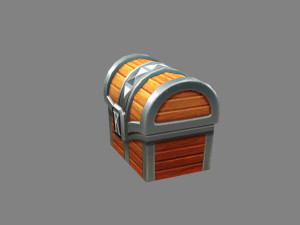 cartoon metal treasure chest - wooden chest 3D 模型