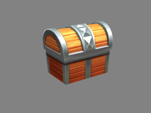 cartoon metal treasure chest - wooden chest 3D 模型