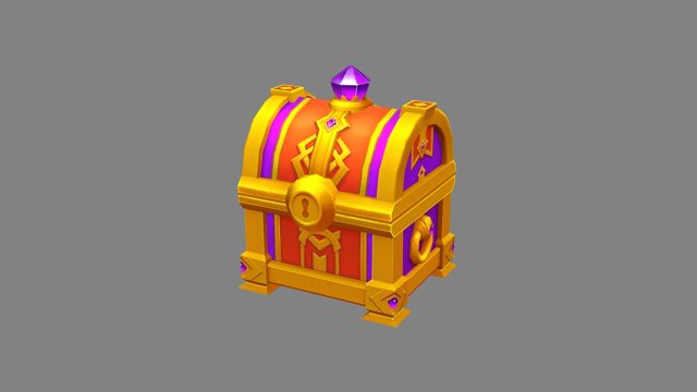 cartoon amethyst treasure chest 3D Модель .c4d .max .obj .3ds .fbx .stl .blend 