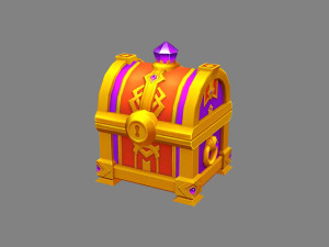 cartoon amethyst treasure chest 3D Model