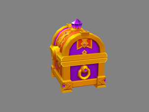cartoon amethyst treasure chest 3D Модель
