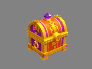 cartoon amethyst treasure chest 3D Model