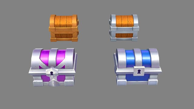cartoon treasure chests-wooden chest-metal chest-silver chest Modelo 3D .c4d .max .obj .3ds .fbx .stl .blend 