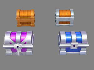 cartoon treasure chests-wooden chest-metal chest-silver chest 3Dモデル