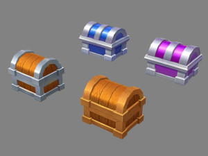 cartoon treasure chests-wooden chest-metal chest-silver chest Modelo 3D