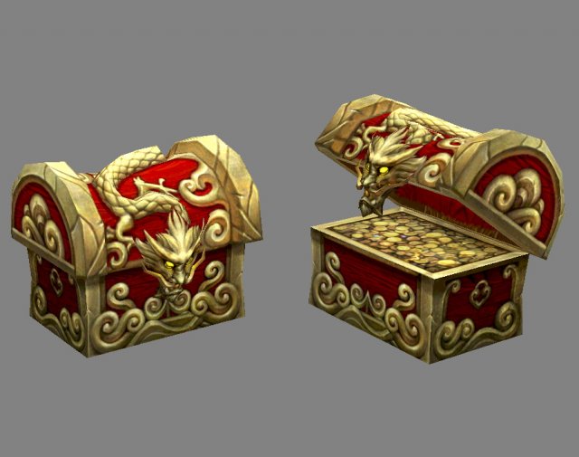 chinese dragon treasure box b - treasure chest 3D Model .c4d .max .obj .3ds .fbx .stl .blend 