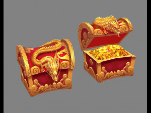 chinese dragon treasure box a - treasure chest Modelo 3D