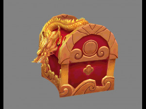 chinese dragon treasure box a - treasure chest 3D Model