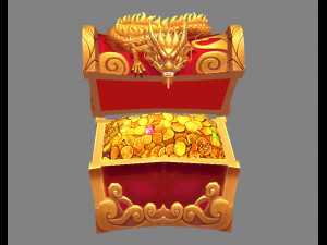 chinese dragon treasure box a - treasure chest 3D Model