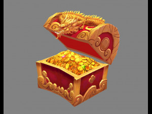 chinese dragon treasure box a - treasure chest 3D Model