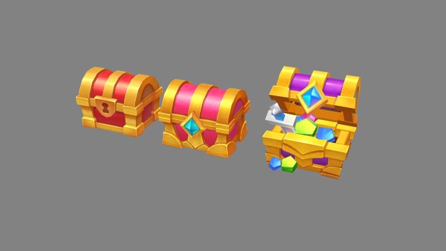 cartoon crystal treasure chest 3D-Modell .c4d .max .obj .3ds .fbx .stl .blend 