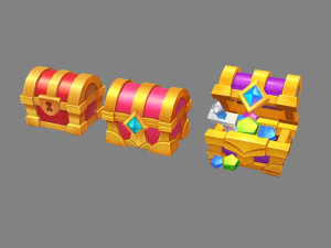 cartoon crystal treasure chest 3D Model