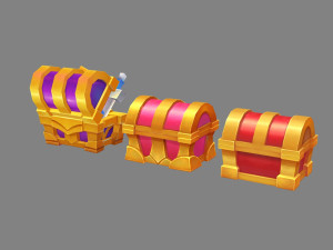 cartoon crystal treasure chest 3D-Modell