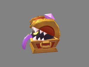 cartoon treasure chest monster 3D Model