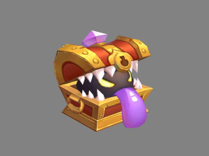 cartoon treasure chest monster 3D मॉडल