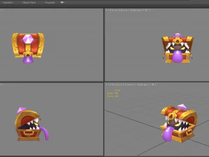 cartoon treasure chest monster 3D Model