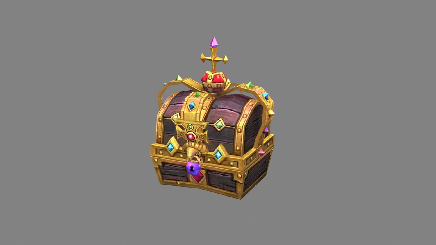 cartoon crown treasure chest 3D Model .c4d .max .obj .3ds .fbx .stl .blend