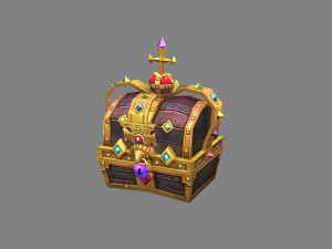 cartoon crown treasure chest Modèle 3D