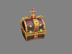 cartoon crown treasure chest 3D Model