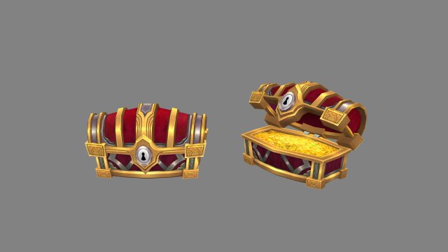 cartoon treasure chest 3D Model .c4d .max .obj .3ds .fbx .stl .blend