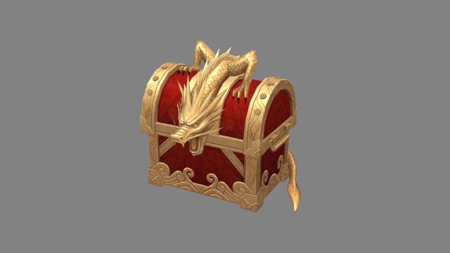 chinese dragon treasure box c - treasure chest Model 3D .c4d .max .obj .3ds .fbx .stl .blend 