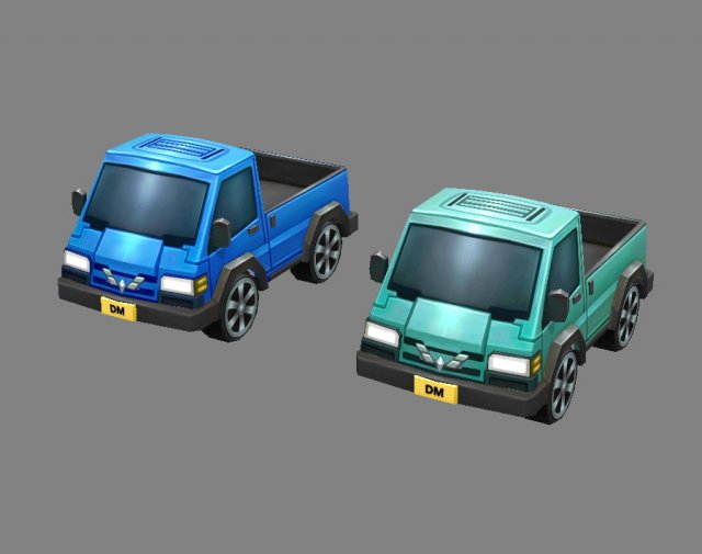 cartoon light truck cart 3D Model .c4d .max .obj .3ds .fbx .stl .blend 