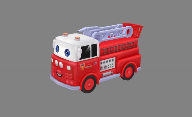 cartoon toy fire truck 3D Model .c4d .max .obj .3ds .fbx .stl .blend 