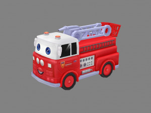 cartoon toy fire truck 3D Model
