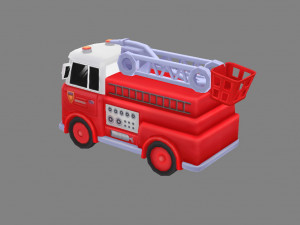 cartoon toy fire truck 3D Model