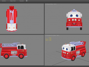 cartoon toy fire truck 3D Model